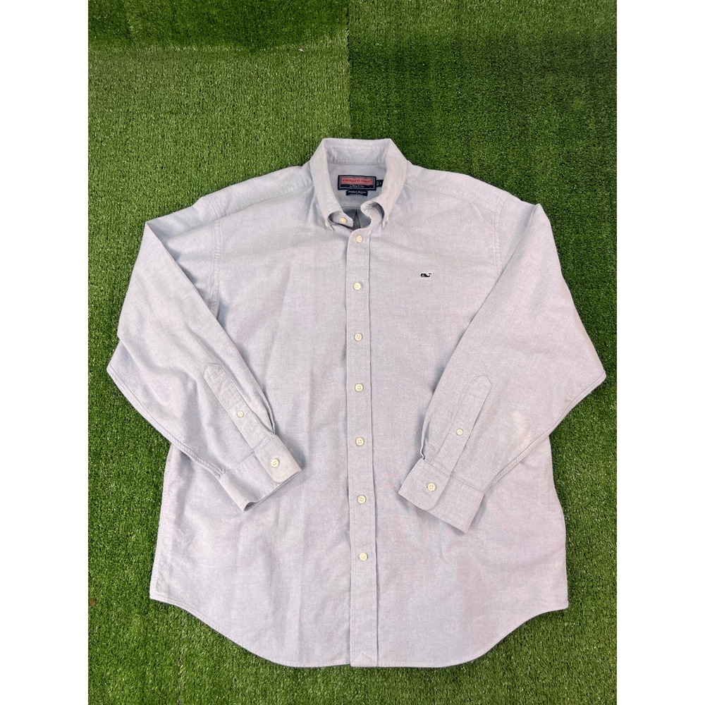 Vineyard Vines Mens Large Blue Whale Shirt Cotton Oxford Button Down Long Sleeve
